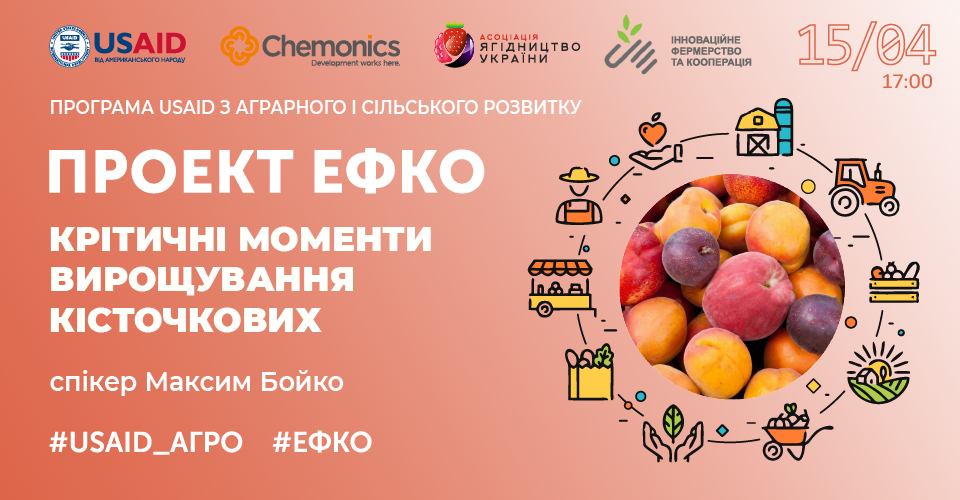 Для агровиробників проведуть тренінг «Критичні моменти вирощування кісточкових на прикладі абрикоса і персика»