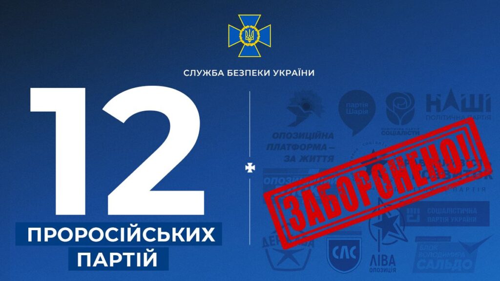 В Україні остаточно заборонили діяльність 12 проросійських партій